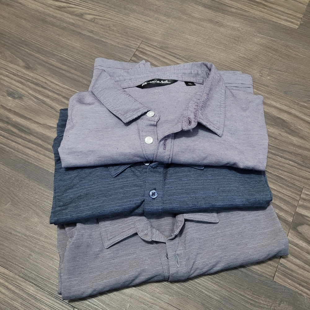 Travis Mathew Men's Polo Shirt - Lavender, Navy, Gray Bundle Lot XXL